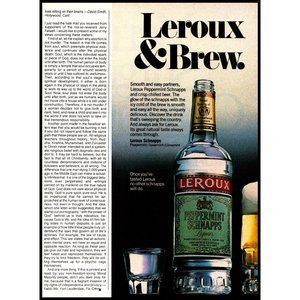 1982 Leroux Peppermint Schnapps Vintage Print Ad Liqueur Brew Shot Glass Photo